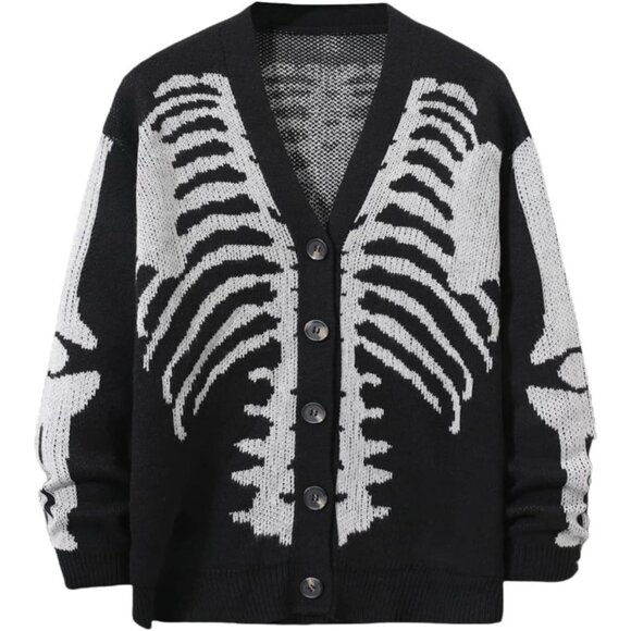 Women's Star Print Cardigan Sweater V Neck Drop Shoulder Long Sleeve - Picture 1 of 7